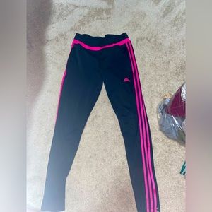 Adidas black and pink track pants